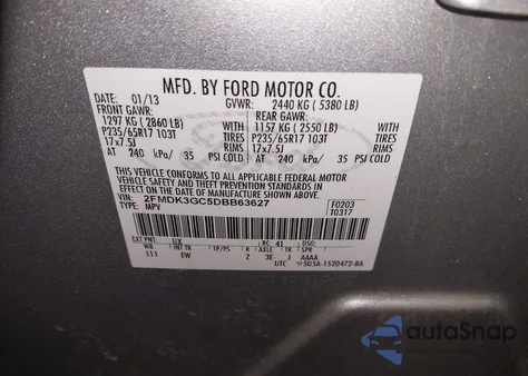 2013 Ford Edge Se from USA, damaged, VIN 2FMDK3GC5DBB63627